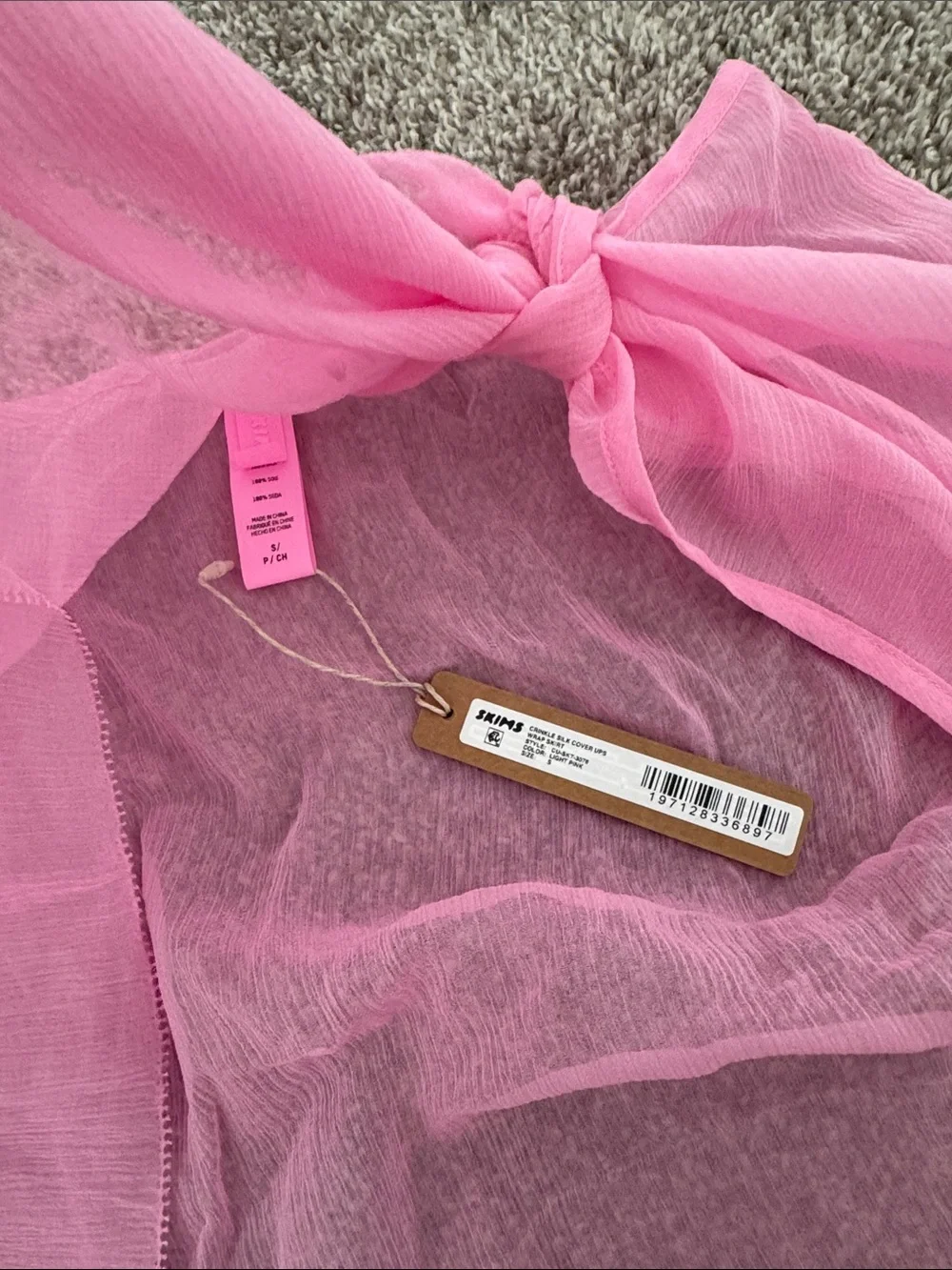 NWT Skims Crinkle Silk Cover Up Wrap Skirt Light Pink Small